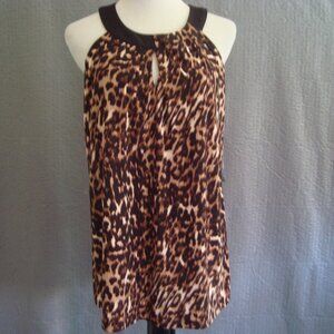 INC Animal Print Halter Top Keyhole Front & Back size L NWT